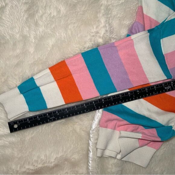 Sz Small Lulu’s Striped Cream Pink Teal and Orange Sweater - Picture 11 of 11